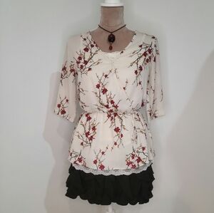 Beautiful Japanese inspired wrap front top with half sleeves